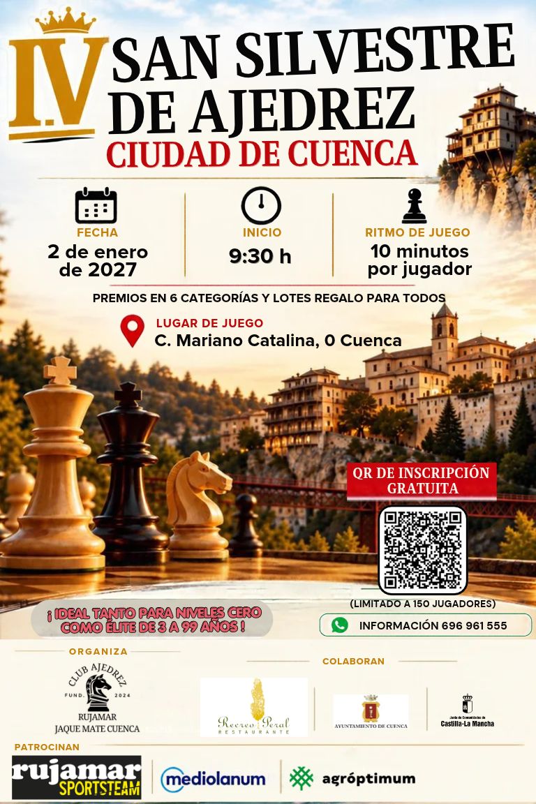 Cartel oficial IV San Silvestre de Ajedrez Ciudad de Cuenca
